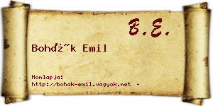 Bohák Emil névjegykártya