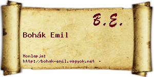 Bohák Emil névjegykártya