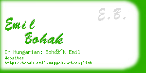 emil bohak business card